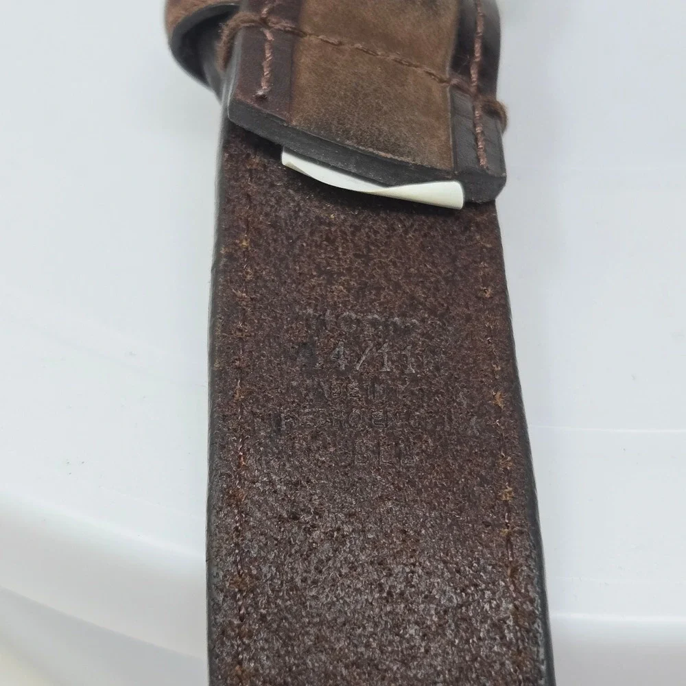 Columbia Mens‎ Brown Leather Suede Inlay Belt Silver Buckle Size 44 11COL0216